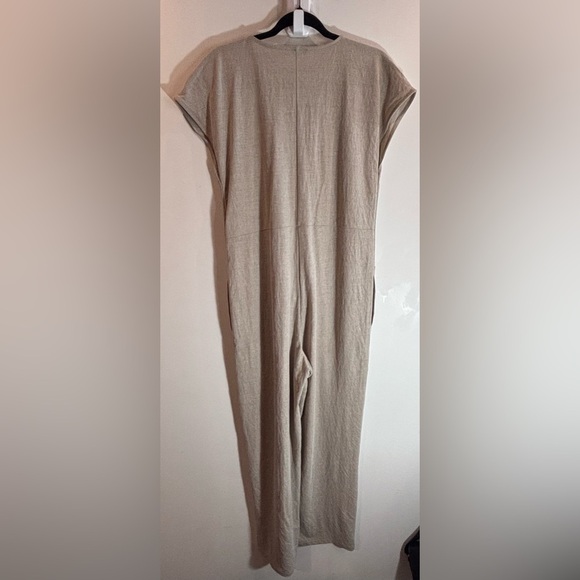 ZARA Sz M Rustic Jumpsuit Patch Like Pockets Buttons Unlined Cap Sleeve - Picture 8 of 8